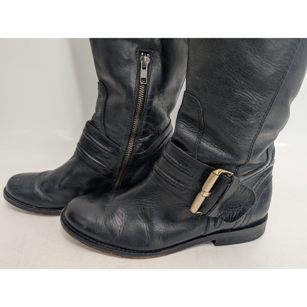 Lucchese 🐎Kaylee Buckle Boot Black Leather Biker Equestrian Riding - size 6.5 - Picture 5 of 15